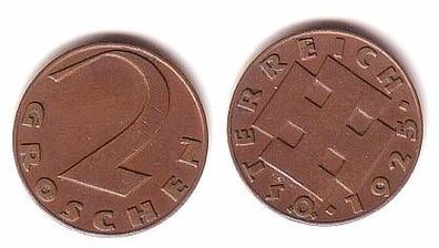 2 Groschen Kupfer Münze Österreich 1925