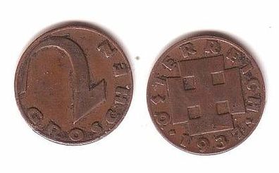 2 Groschen Kupfer Münze Österreich 1937