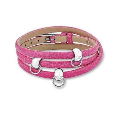 s. Oliver Jewel Damen Charms Armband Edelstahl Leder pink SOCHB/40 - 437790