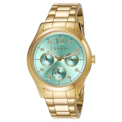 Esprit Damen Uhr Armbanduhr Tracy Edelstahl gold grün ES106702008