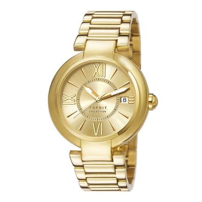 Esprit Damen Uhr Armbanduhr Aletheia gold Edelstahl EL102012F07