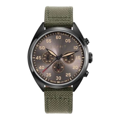 Esprit Herren Uhr Armbanduhr Military Green Nylon ES108791003