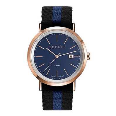 Esprit Herren Uhr Armbanduhr Alan Rosé Textil ES108361003