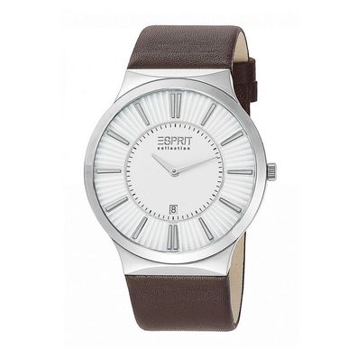 Esprit Collection Herren Uhr Armbanduhr Leodor Brown Leder EL101381F02