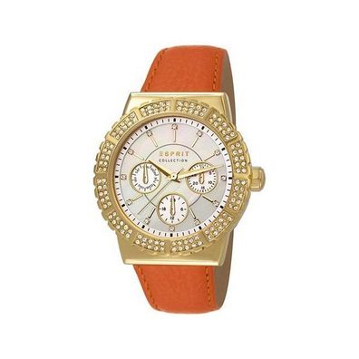 Esprit Collection Damen Uhr Armbanduhr Angelia Gold Leder EL102062F02