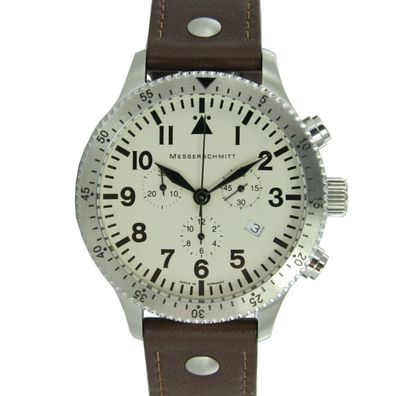 Aristo Herren Messerschmitt Uhr Chronograph Fliegeruhr ME-5030BEIGE NEU