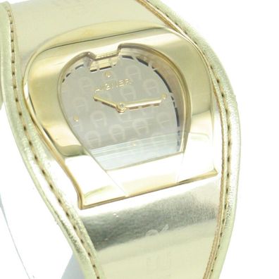 Aigner Damen Uhr Armbanduhr Lederband goldfarben A41213