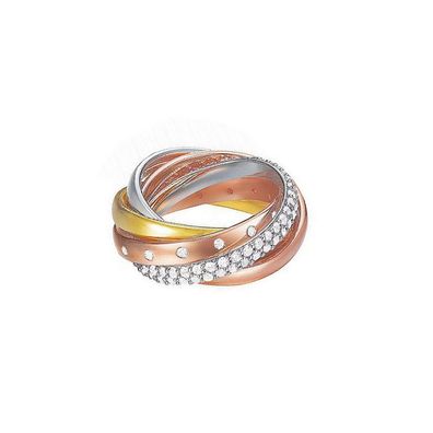 Esprit Damen Ring Messing Silber Rosé Gold Tricolor Magnifica Trio ESRG02838D170