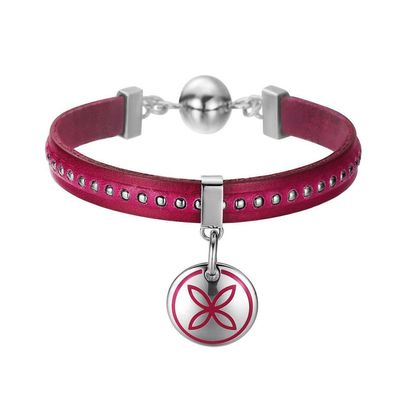 Esprit Damen Armband Leder Edelstahl Thriving pink ESBR11435A190