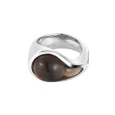 Esprit Damen Ring Edelstahl silber drip drop braun ESRG11567E1