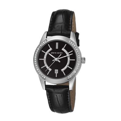 Pierre Cardin Damen Uhr Armbanduhr TROCA LADY BLACK Leder PC106582F02