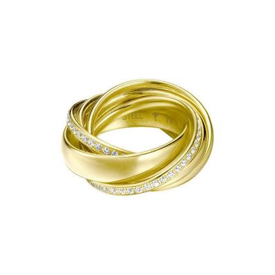 Joop Damen Ring Edelstahl gold Zirkonia Embrace JPRG10631B