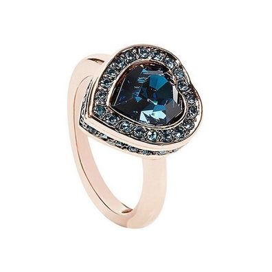 Guess Damen Ring Edelstahl rose Kristall blau UBR28510