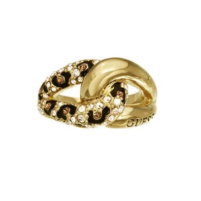 Guess Damen Ring Edelstahl gold Kristall UBR51422