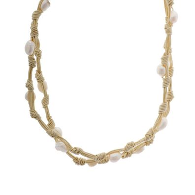 Misaki Damen Halskette Textil Perlen WAVE Qcunwave NEU