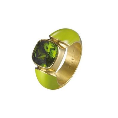 Joop Damen Ring Edelstahl gold grün Zirkonia JPRG10594D