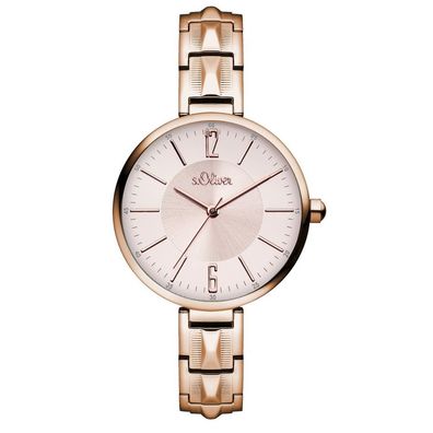 s. Oliver Damen-Armbanduhr Analog Quarz IP Rosé SO-15120-MQR