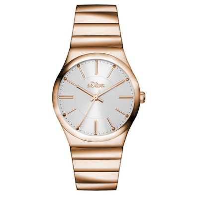 s. Oliver Damen-Armbanduhr Analog Quarz IP Rosé SO-15131-MQR