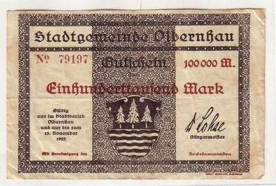 Banknote 100000 Mark Inflation Olbernhau 15.11.1923
