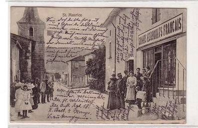 45657 Ak St. Maurice Straßenansicht mit Geschäft 1918