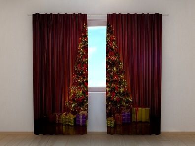 Fotogardine Weihnachtsbaum3, Vorhang bedruckt, Fotovorhang mit Motiv, nach Maß