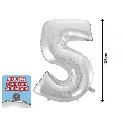Folienballon 5 silber