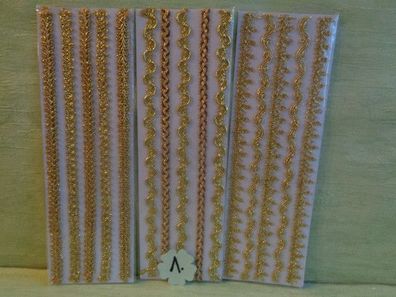 3 Stickerbogen Stoff Brokat Bordüren 31 x 10 cm golden --- Auswahl ---