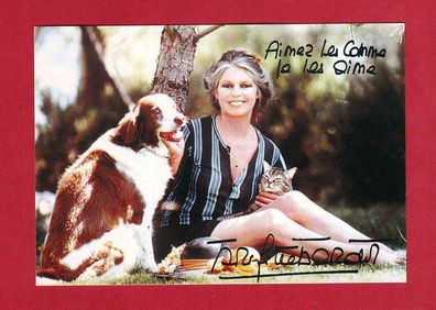 Brigitte Bardot ( französische Schauspielerin ) drucksignierte Postkarte