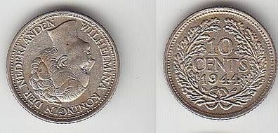 10 Cents Silber Münze Niederlande 1944 P