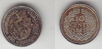 10 Cents Silber Münze Niederlande 1927