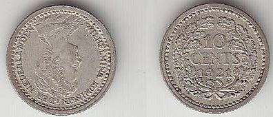 10 Cents Silber Münze Niederlande 1921