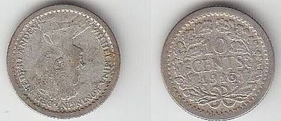 10 Cents Silber Münze Niederlande 1916