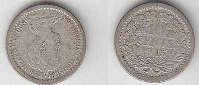 10 Cents Silber Münze Niederlande 1915