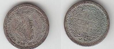 10 Cents Silber Münze Niederlande 1911