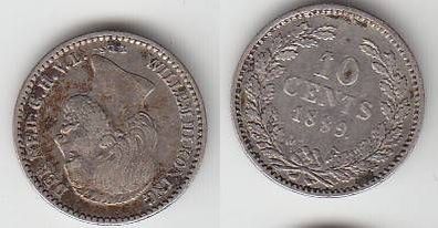 10 Cents Silber Münze Niederlande 1889