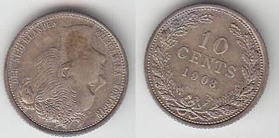 10 Cents Silber Münze Niederlande 1903