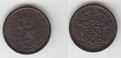 1/2 Cent Kupfer Münze Niederlande 1940