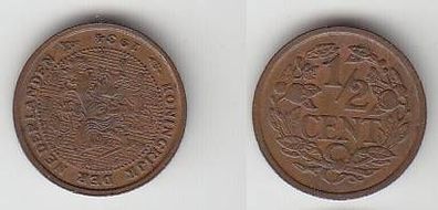 1/2 Cent Kupfer Münze Niederlande 1934