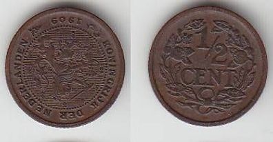 1/2 Cent Kupfer Münze Niederlande 1909