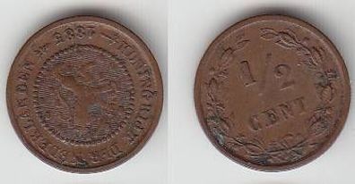 1/2 Cent Kupfer Münze Niederlande 1885
