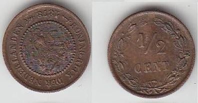 1/2 Cent Kupfer Münze Niederlande 1878