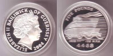 5 Pfund Silber Münze Guernsey 2004 Eisenbahn