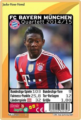 Quartett / Kartenspiel von FC Bayern München 1. Bundesliga Saison 2014/2015 Neu