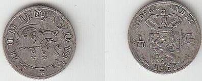 1/10 Gulden Silber Münze Niederländisch Indien 1858