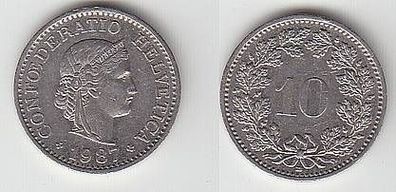10 Rappen Nickel Münze Schweiz 1987