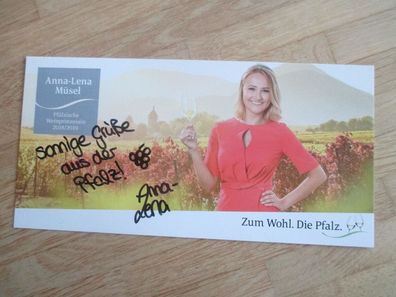 Pfälzische Weinprinzessin 2018/2019 Anna-Lena Müsel - handsigniertes Autogramm!!!