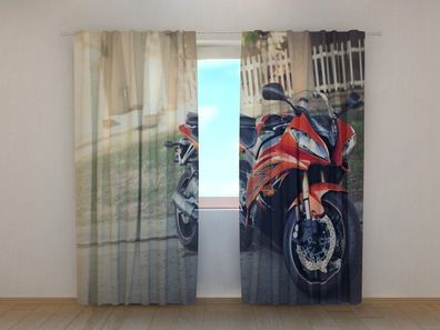Fotogardine Motorrad, Vorhang bedruckt, Fotodruck, Fotovorhang mit Motiv, nach Maß