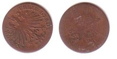 1 Heller Kupfer Münze Frankfurt am Main 1853
