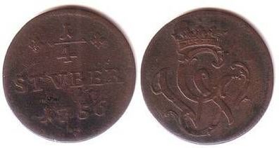 1/4 Stuber Kupfer Münze 1756 mit Initialen GW