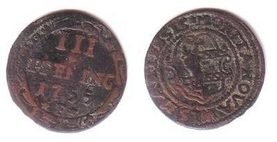 3 Pfennig Kupfer Münze Stadt Wismar 1755 F